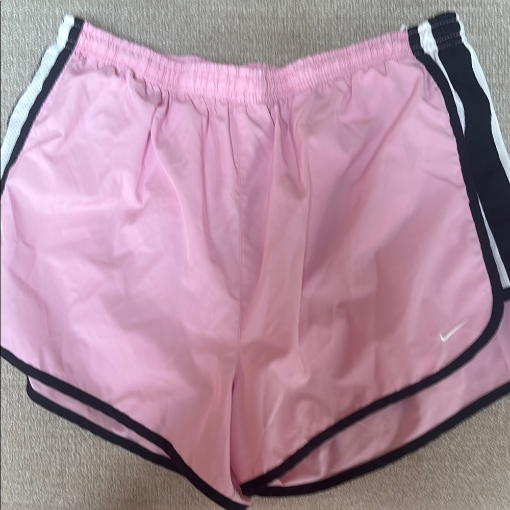 Nike Pink and Black Athletic Shorts Lightweight Dolphin Hem